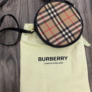 Burberry Beige and Black Check Circle Bag